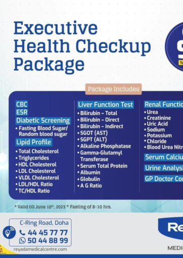 Qatar - Al-Shahaniya Reyada Medical Centre offers in D4D Online. Executive Health Checkup Package. . Till 31st May