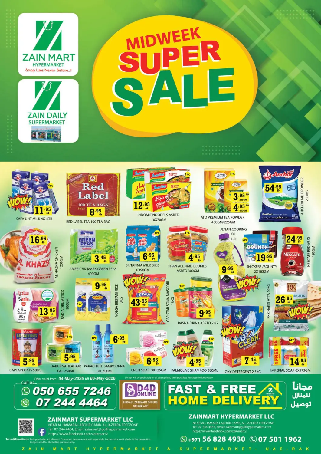 UAE - Ras al Khaimah Zain Mart Supermarket offers in D4D Online. Midweek Super Sale. . Till 6th May