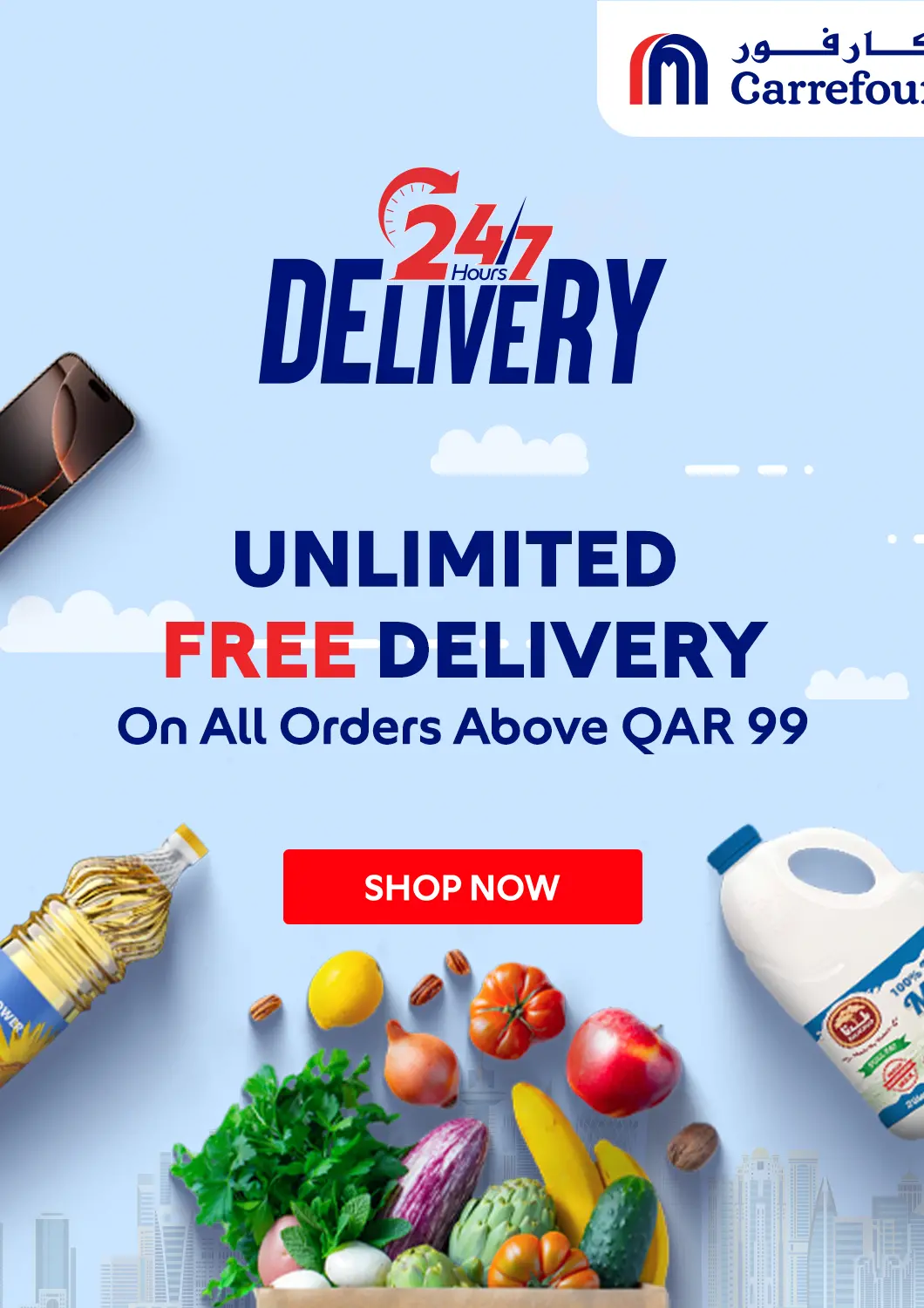 Qatar - Doha Carrefour offers in D4D Online. Unlimited Free Delivery On All Orders Above QAR 99. . Until Stock Last