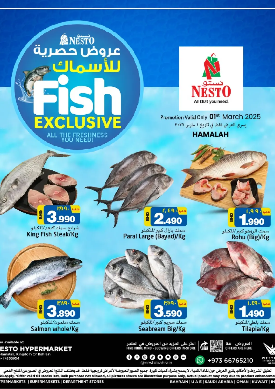 Bahrain NESTO  offers in D4D Online. Fish Exclusive. . Only On 1st March