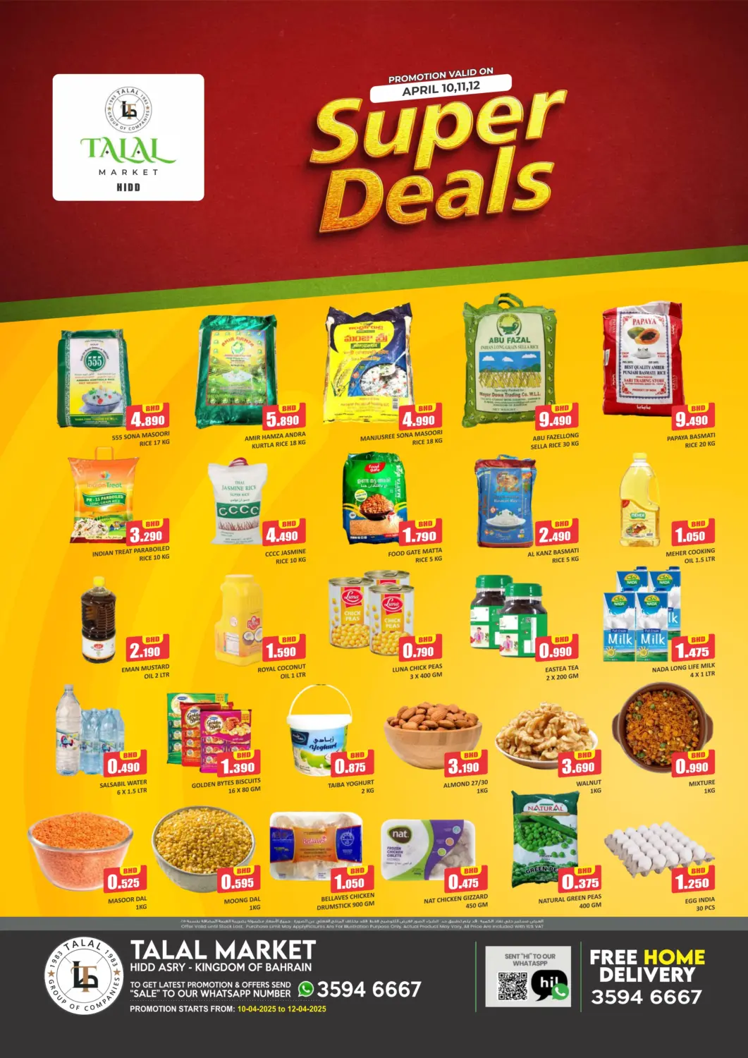 Bahrain Talal Markets offers in D4D Online. Super Deals @ Hidd Asry. . Till 12th April
