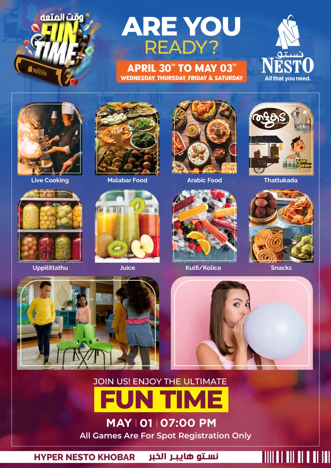 KSA, Saudi Arabia, Saudi - Al Khobar Nesto offers in D4D Online. Fun Time- Khobar. . Till 3rd May