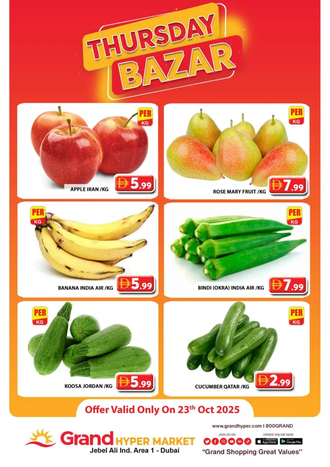 UAE - Dubai Grand Hyper Market offers in D4D Online. Jebel Ali, Dubai. . Only On 23rd October