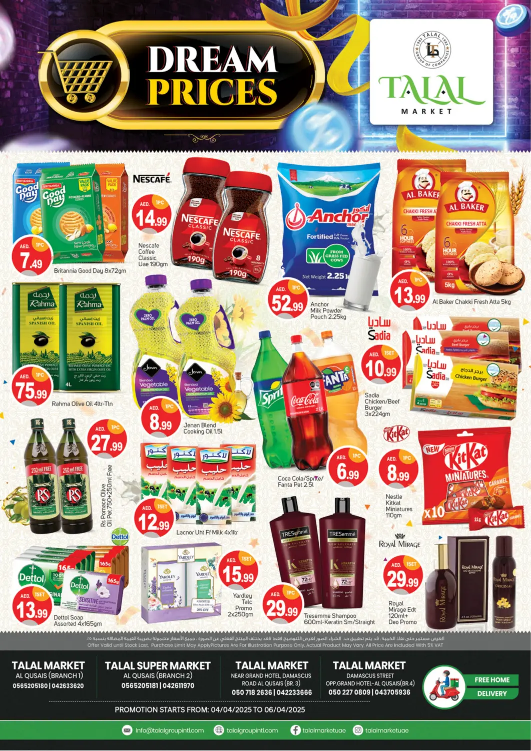 UAE - Dubai TALAL MARKET offers in D4D Online. Al Quasis Branches. . Till 6th April