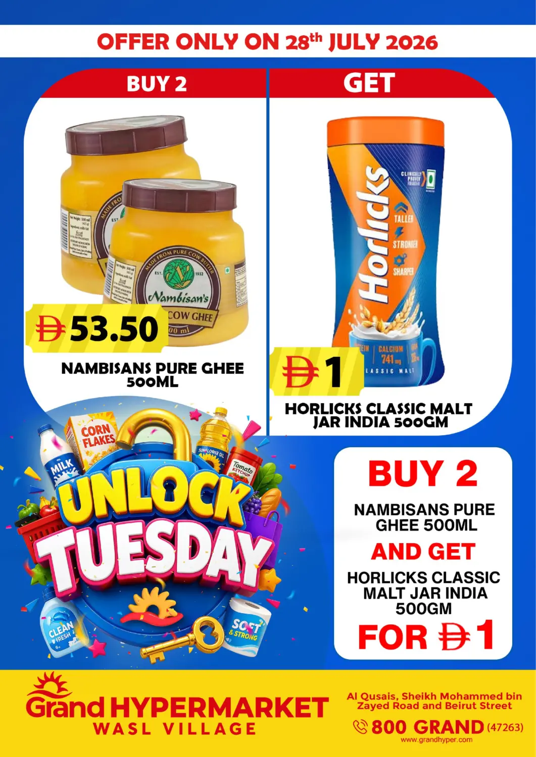 UAE - Dubai Grand Hyper Market offers in D4D Online. Wasl Village - Dubai. . Only On 28th July