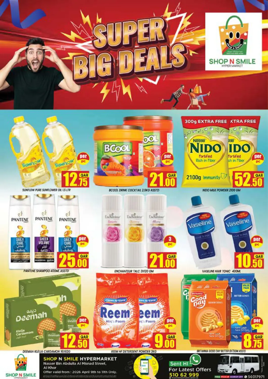Qatar - Al Wakra Shop n Smile Hypermarket offers in D4D Online. Super Big Deals. . Till 11th April