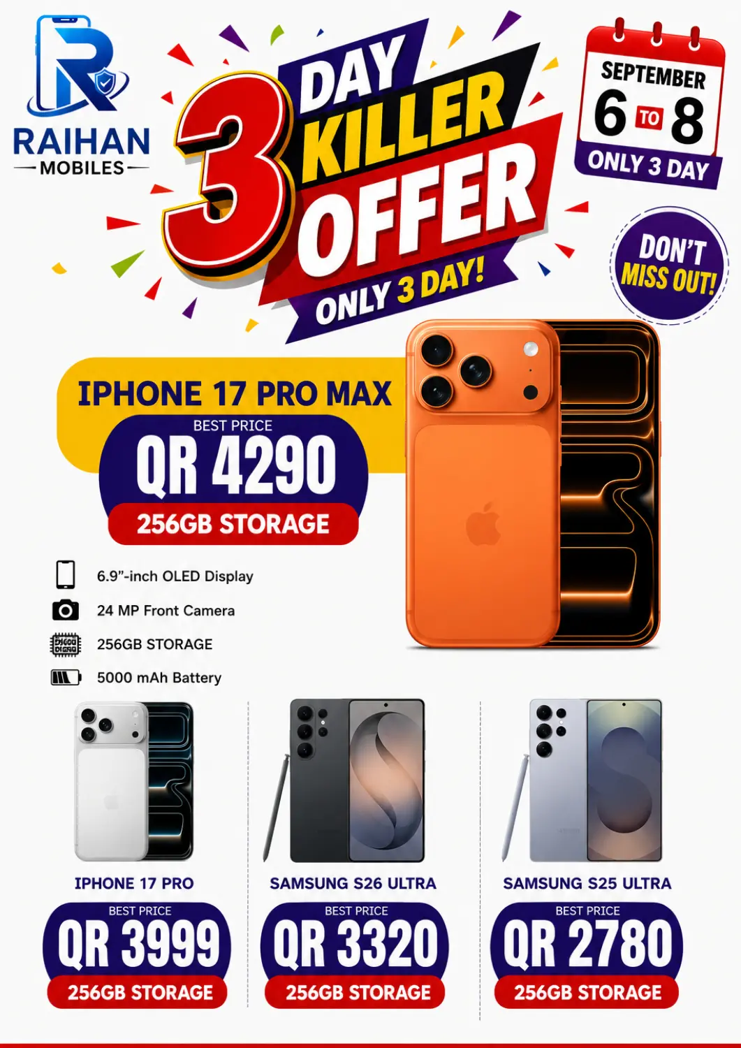 Qatar - Al Wakra Al Raihan Mobile offers in D4D Online. 3 Day Killer Offer. . Till 8th September