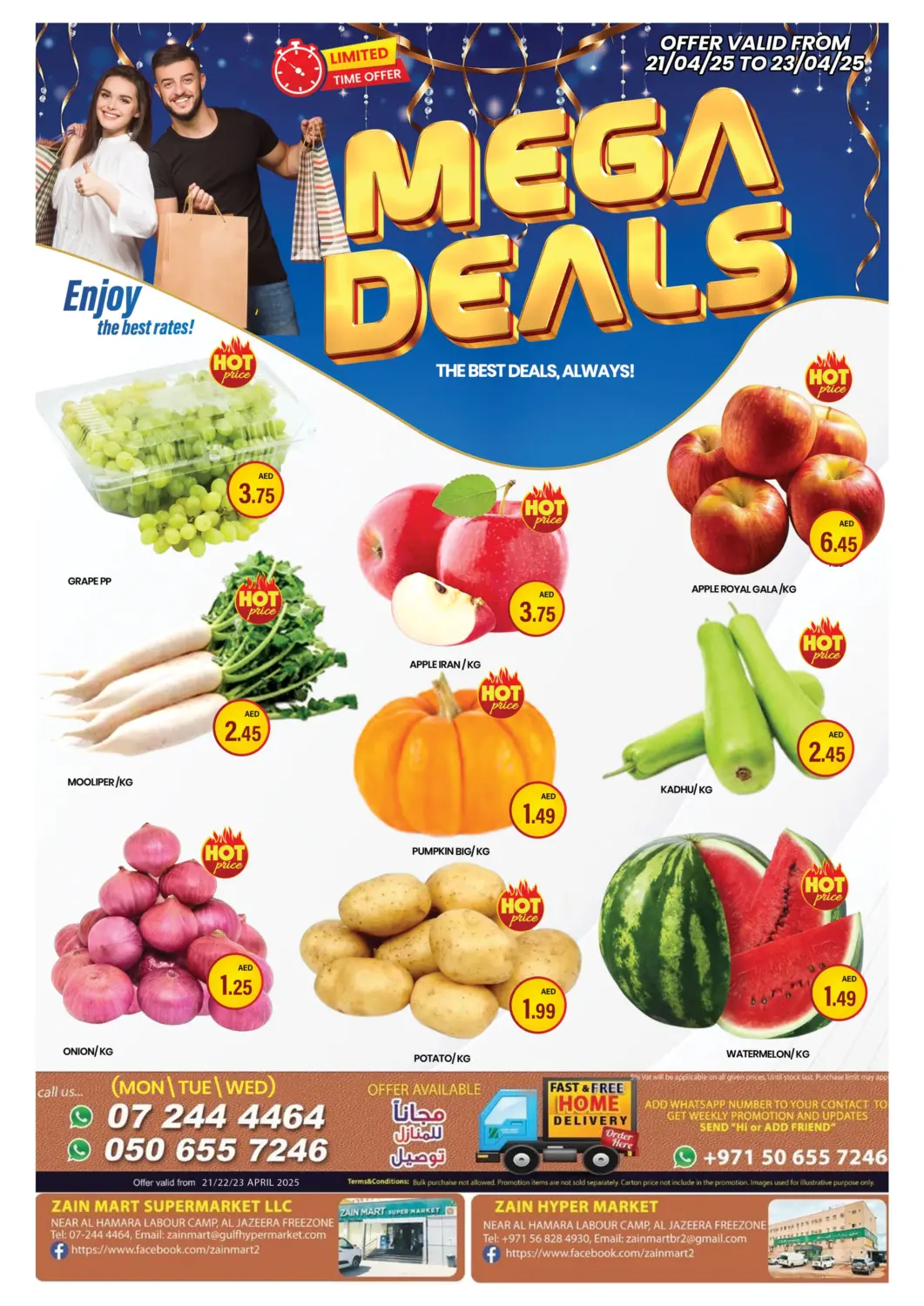 UAE - Ras al Khaimah Zain Mart Supermarket offers in D4D Online. Mega Deals. . Till 23rd April