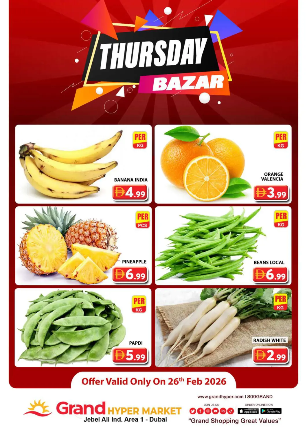 UAE - Dubai Grand Hyper Market offers in D4D Online. Jebel Ali Ind Area-1, Dubai. . Only On 26th February