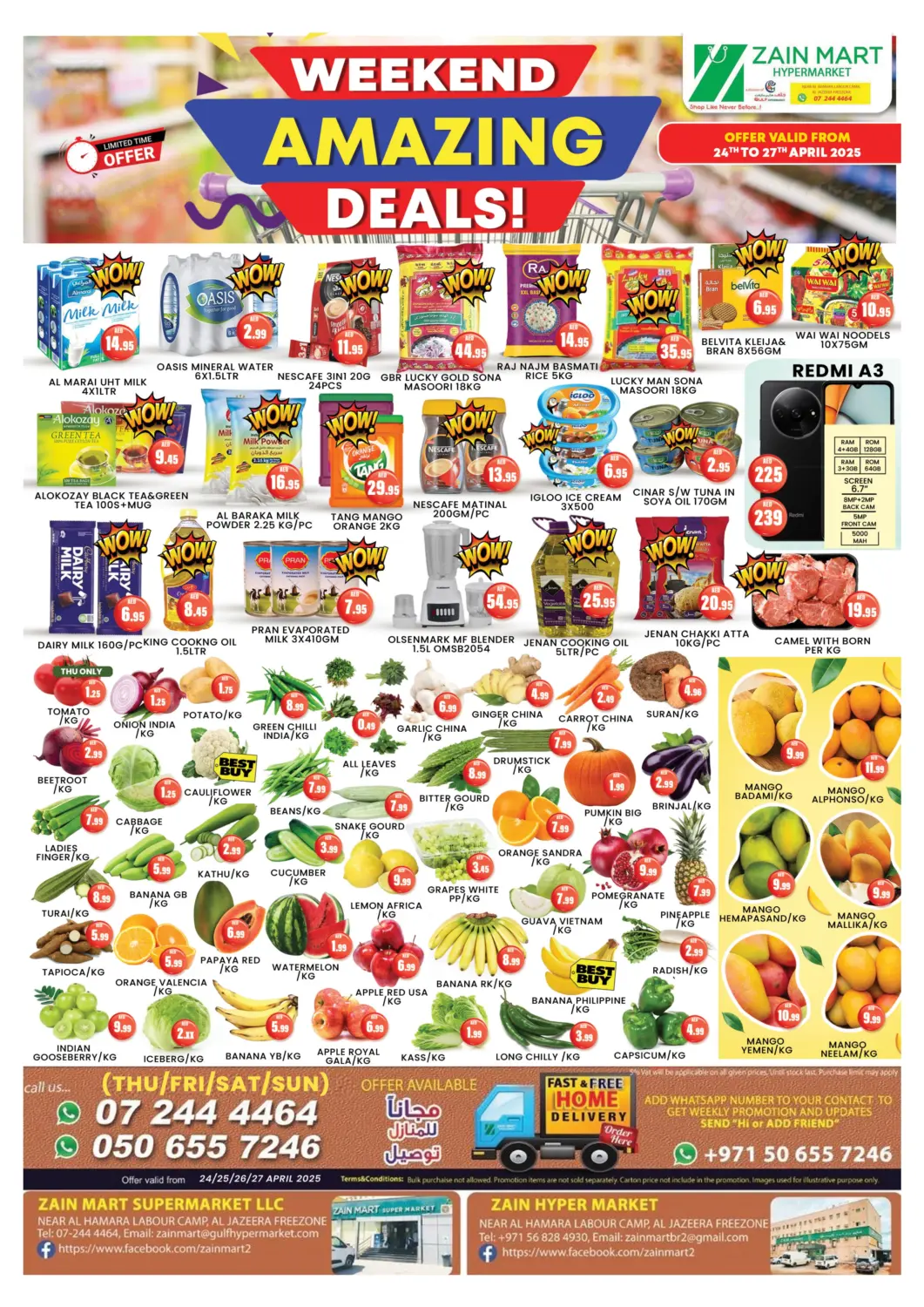 UAE - Ras al Khaimah Zain Mart Supermarket offers in D4D Online. Weekend Amazing Deals. . Till 27th April