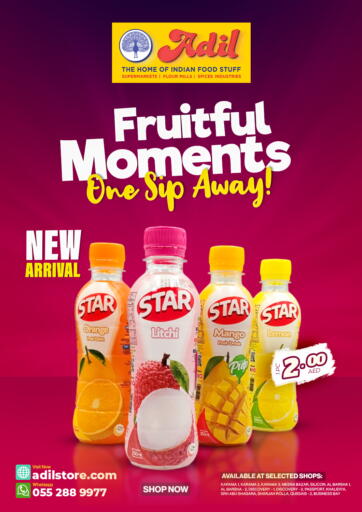 UAE - Sharjah / Ajman Adil Supermarket offers in D4D Online. Fruitul Moments One Sip Away!. . Till 10th March