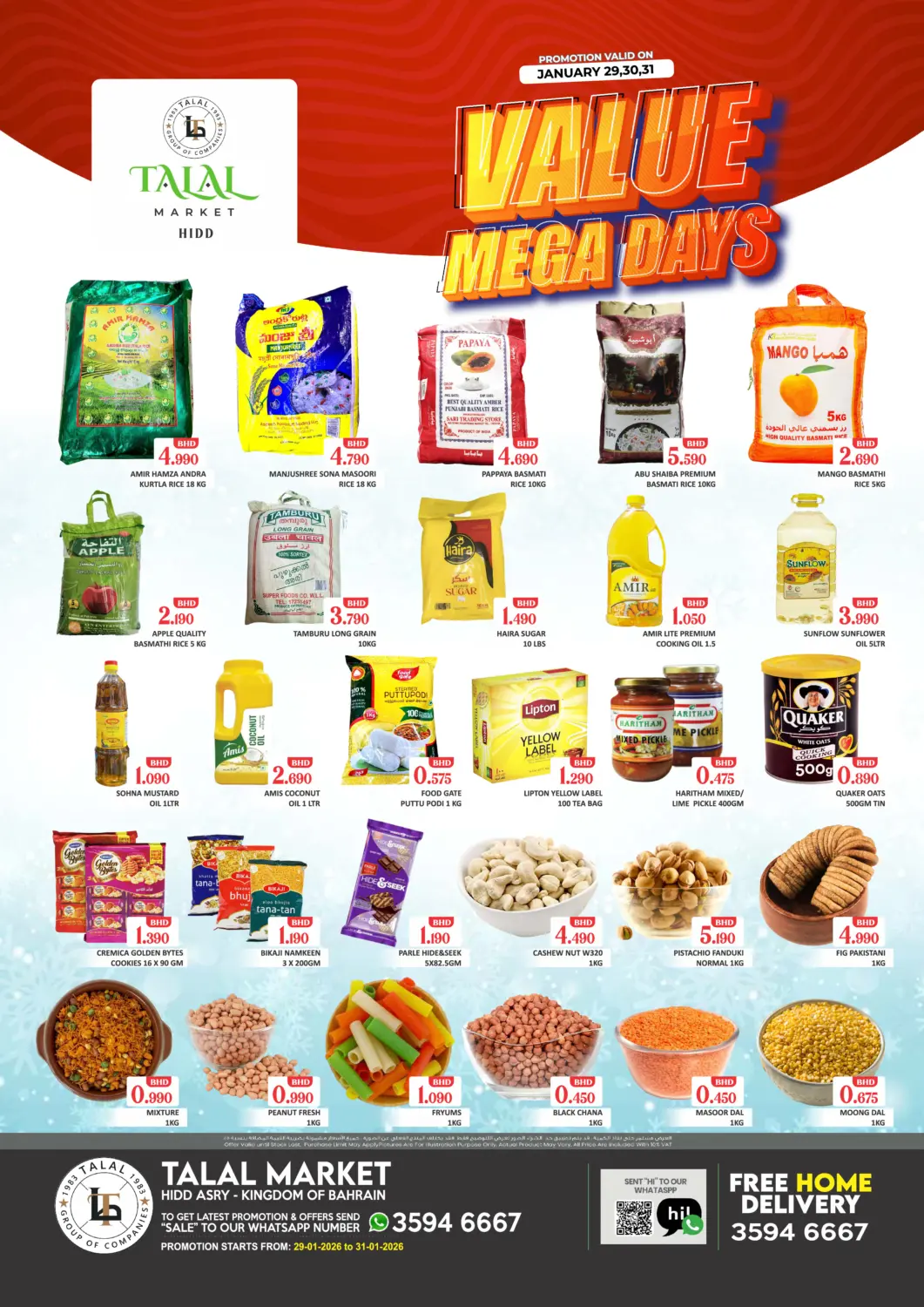 Bahrain Talal Markets offers in D4D Online. Hidd Asry - Value Mega Days. . Till 31st January