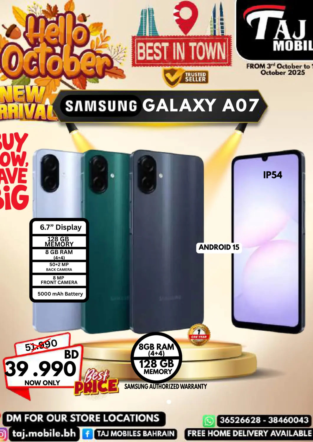 Bahrain Taj Mobiles offers in D4D Online. Hello October. . Till 10th October