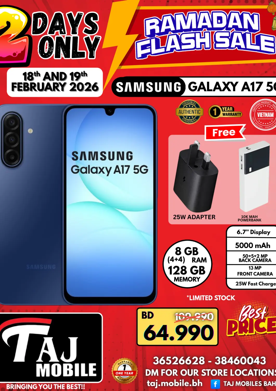 Bahrain Taj Mobiles offers in D4D Online. Ramadan Flash Sale. . Till 19th February