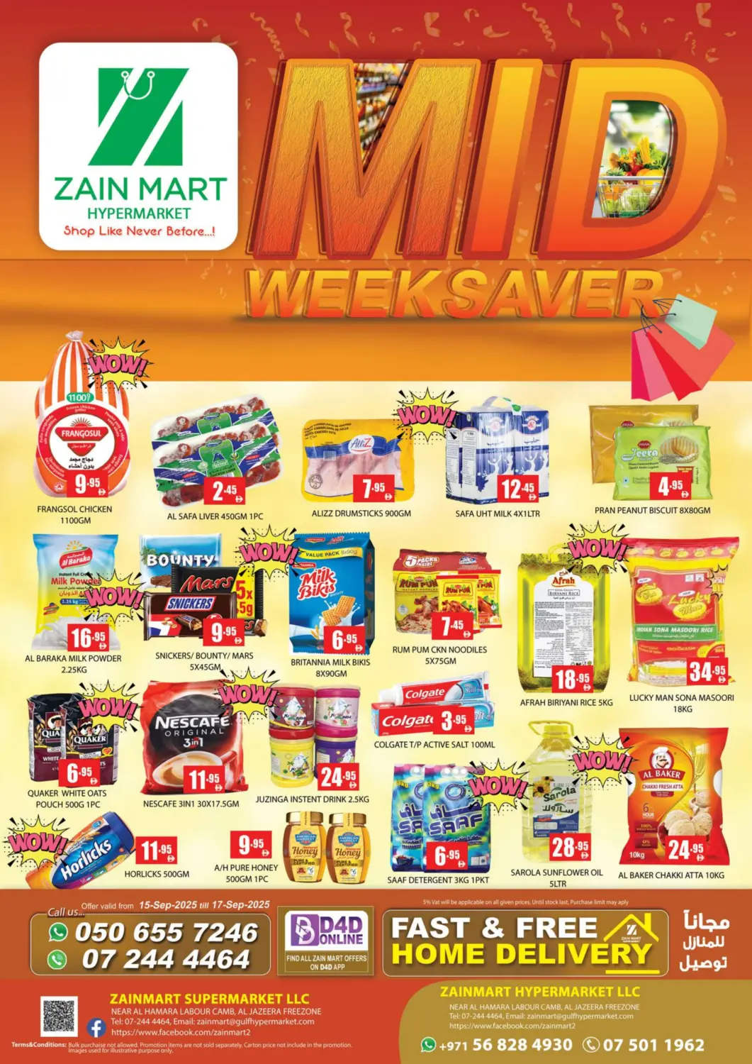 UAE - Ras al Khaimah Zain Mart Supermarket offers in D4D Online. Mid Week Saver. . Till 17th September