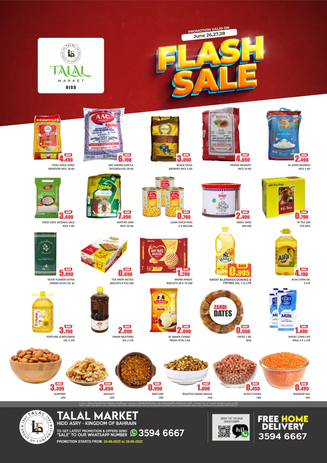 Bahrain Talal Markets offers in D4D Online. Flash Sale@ Hidd Asry. . Till 28th June