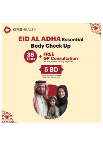 Bahrain KIMS Health Medical Center offers in D4D Online. Eid Al Adha Essential Body Check Up. . Till 30th June