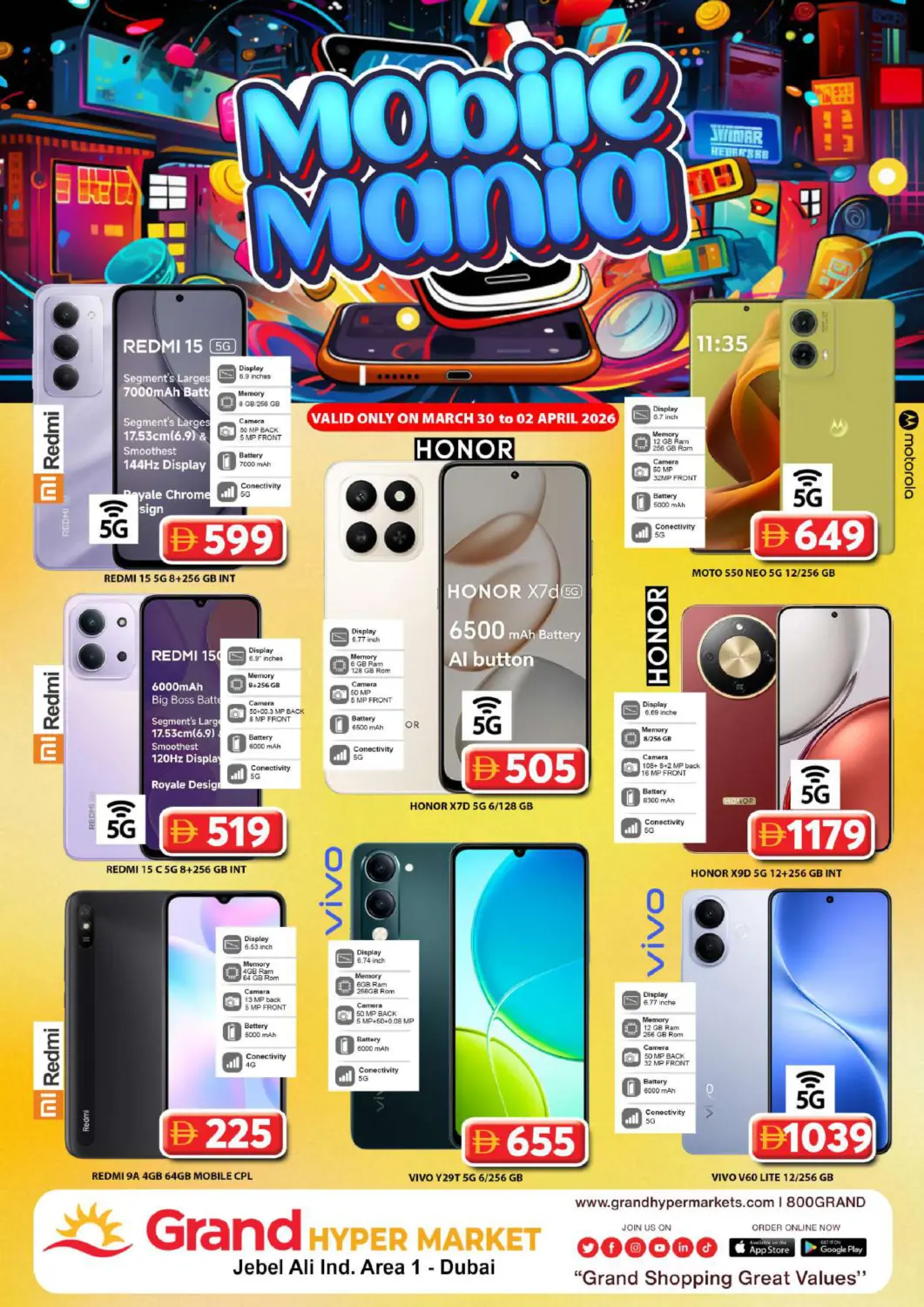 UAE - Dubai Grand Hyper Market offers in D4D Online. Jabel Ali industrial Area-Dubai. . Till 2nd April