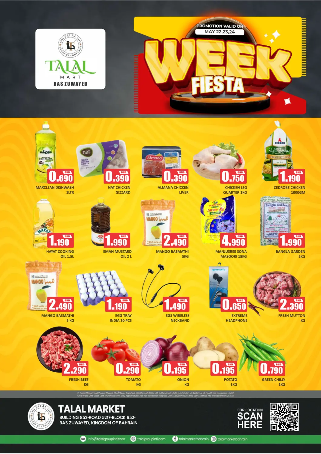 Bahrain Talal Markets offers in D4D Online. Week Fiesta @Ras Zuwayed. . Till 24th May