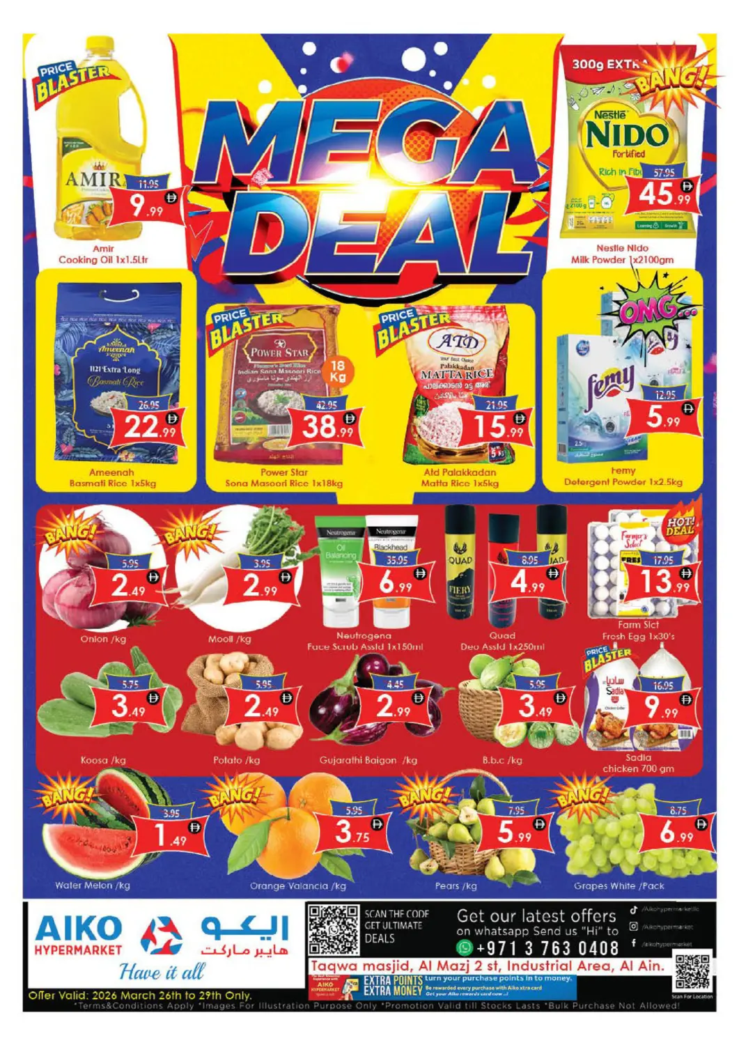 UAE - Al Ain AIKO Mall and AIKO Hypermarket offers in D4D Online. Taqwa masjid, Al Mazj 2 St, Industrial Area-Al Ain. . Till 29th March