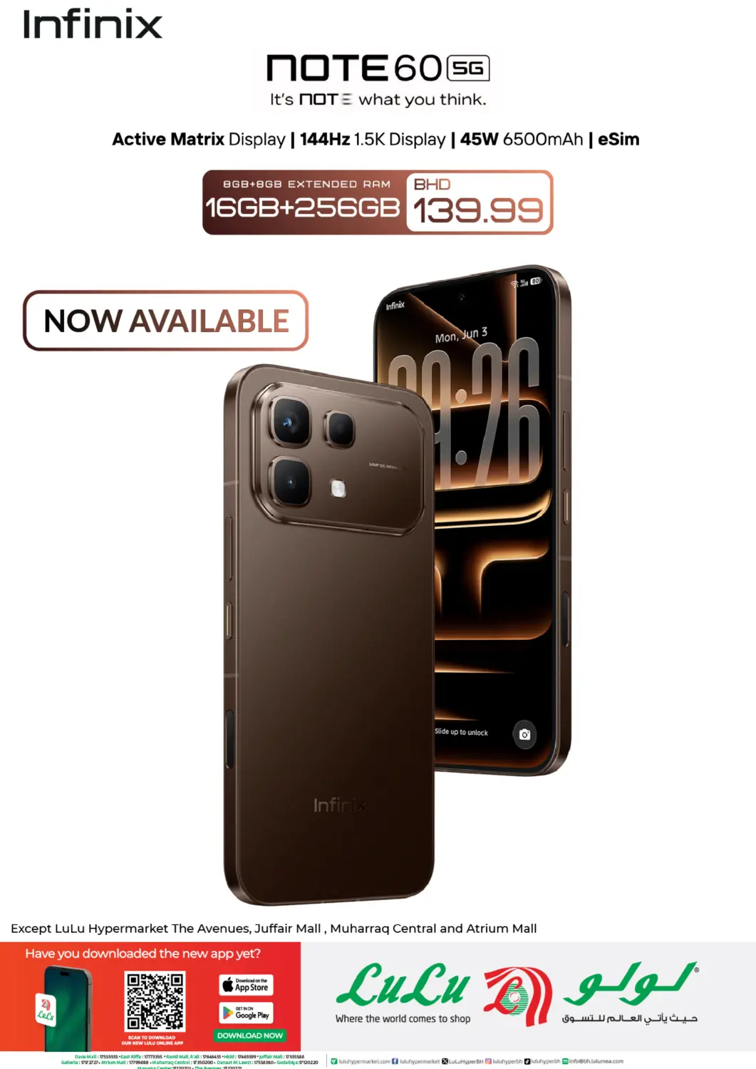 Bahrain LuLu Hypermarket offers in D4D Online. Infinix Note 60 Now Available. . Till 2nd August