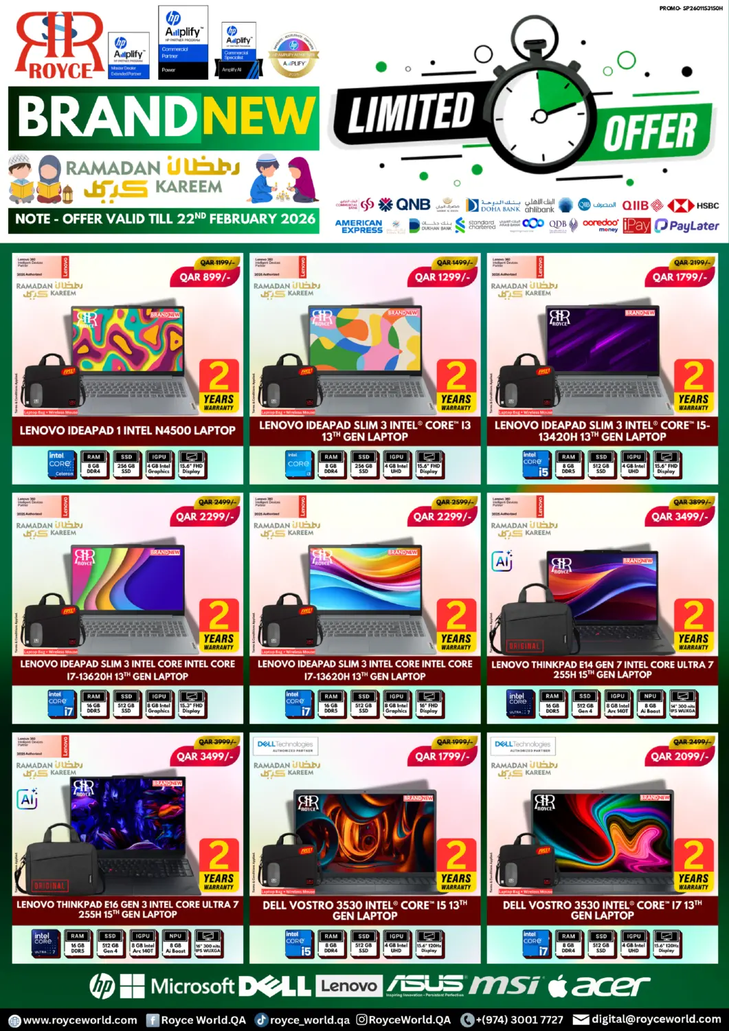 Qatar - Umm Salal Royce World Trading & Services W.L.L offers in D4D Online. Limited Time Offers. . Till 22nd february