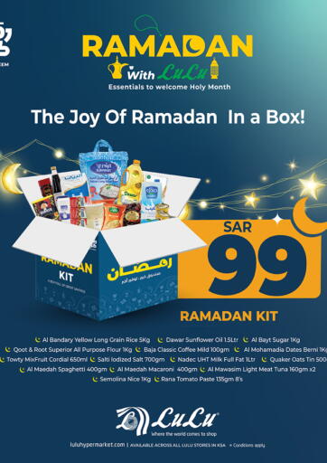 KSA, Saudi Arabia, Saudi - Al Hasa LULU Hypermarket offers in D4D Online. Ramadan Kit SAR 90. . Until Stock Last