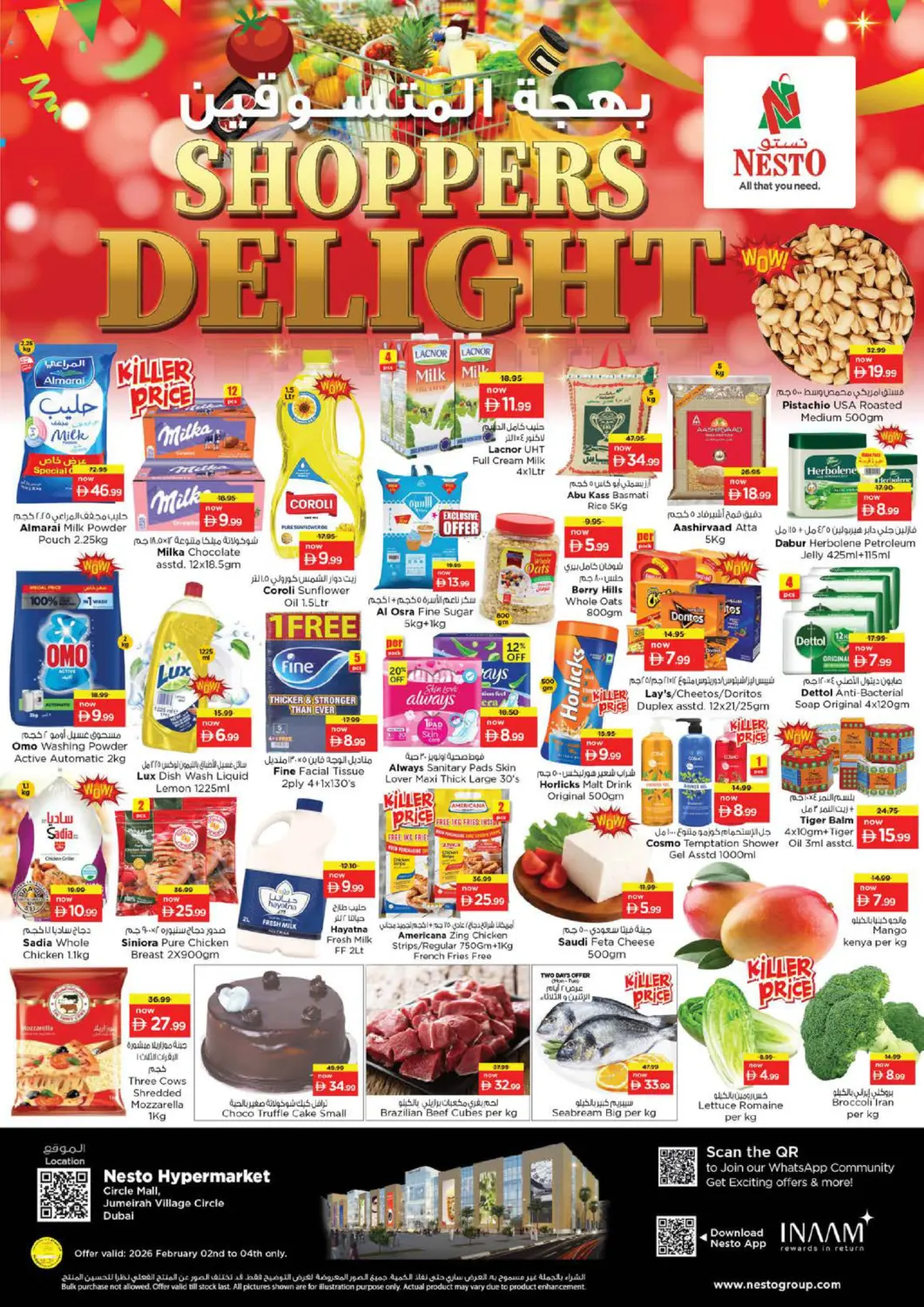 UAE - Dubai Nesto Hypermarket offers in D4D Online. Circle Mall, Jumeirah Village Circle. . Till 4th February