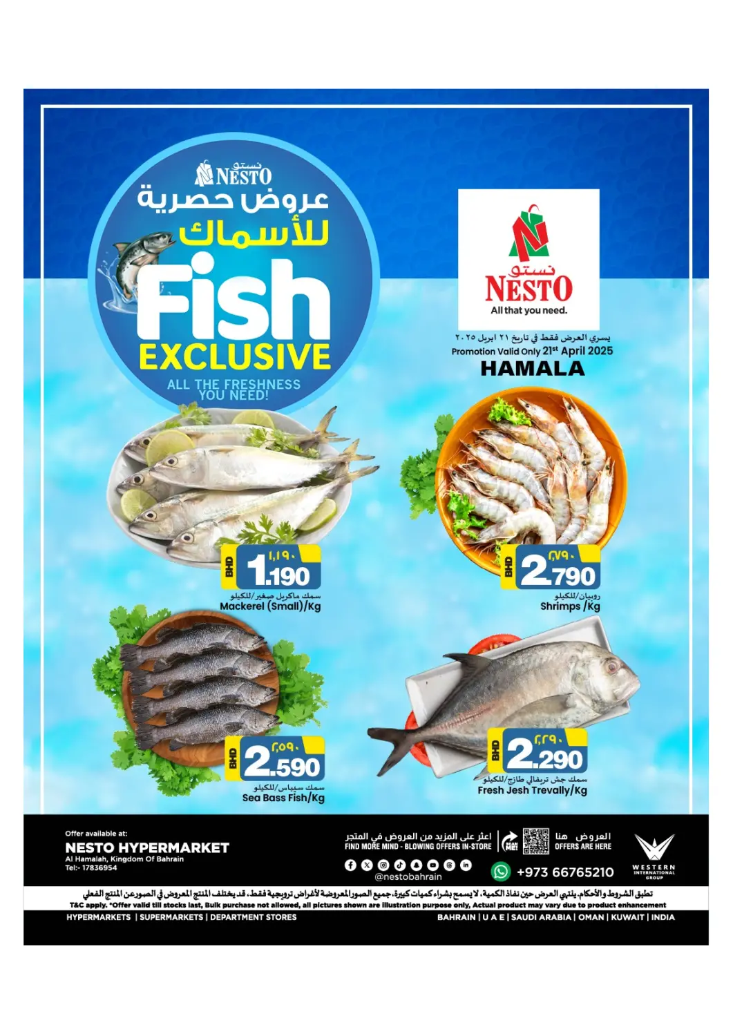 Bahrain NESTO  offers in D4D Online. Hamala - Fish Exclusive. . Only on 21st April