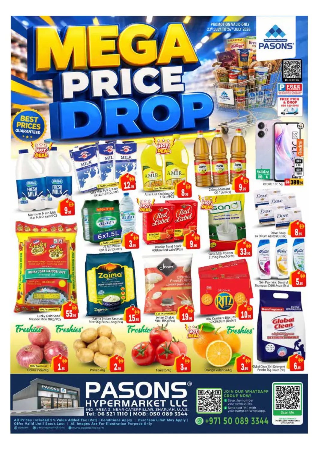 UAE - Sharjah / Ajman Pasons Hypermarket offers in D4D Online. Industrial Area,3, Sharjah. . Till 26th July