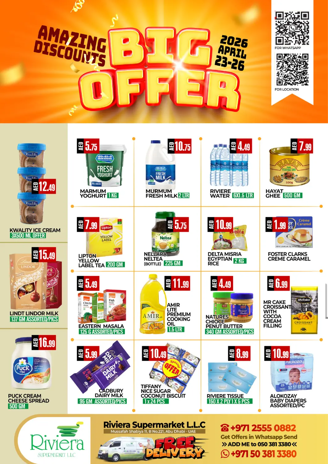 UAE - Abu Dhabi  RIVIERA SUPERMARKET L.L.C offers in D4D Online. Big Offer. . Till 26th April