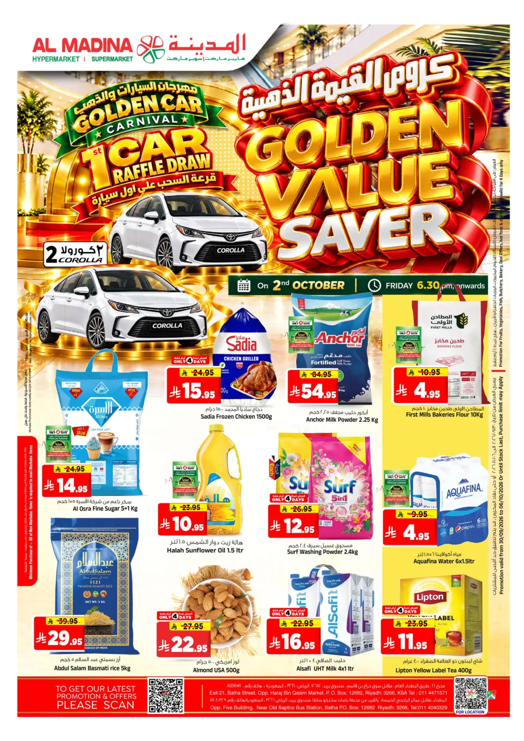 KSA, Saudi Arabia, Saudi - Riyadh Al Madina Hypermarket offers in D4D Online. Golden Value Saver. . Till 6th October