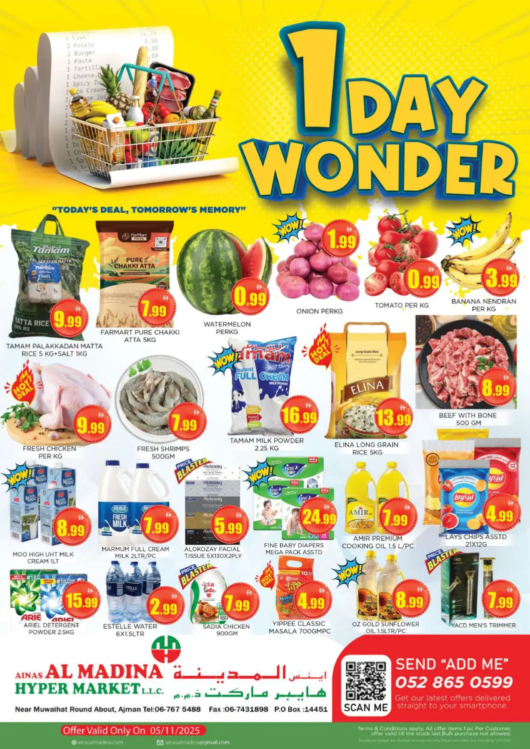UAE - Sharjah / Ajman Ainas Al madina hypermarket offers in D4D Online. One Day Wonder. . Only On 5th November