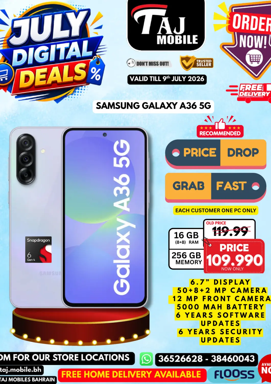 Bahrain Taj Mobiles offers in D4D Online. July Digital Deals. . Till 9th July