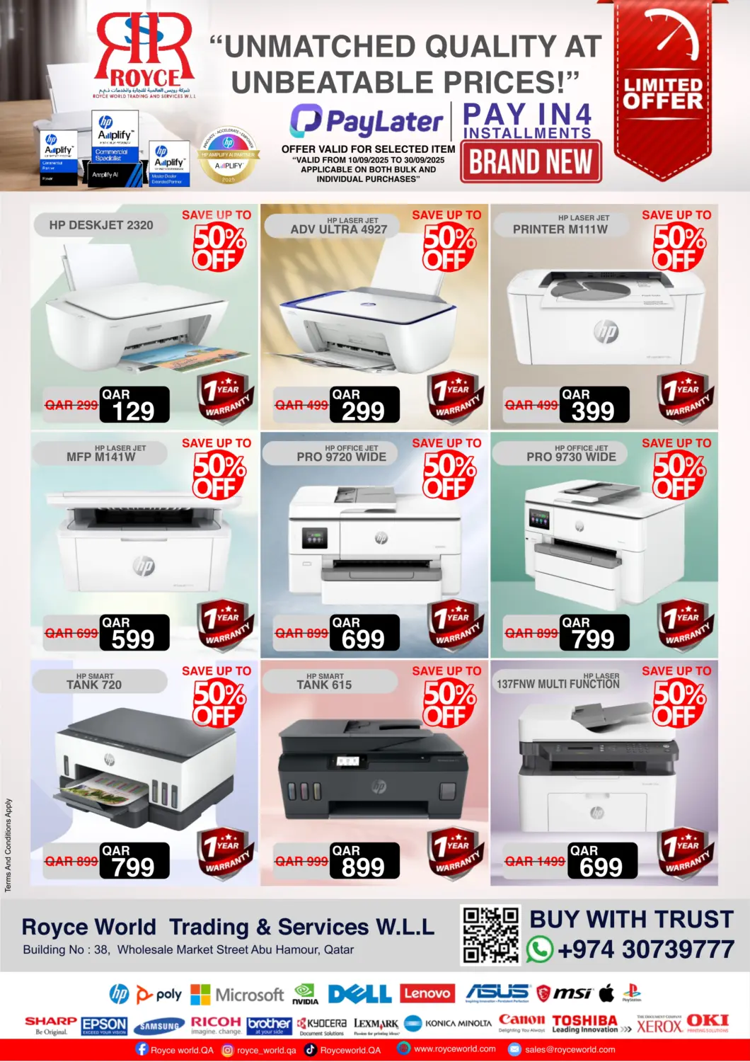 Qatar - Al Shamal Royce World Trading & Services W.L.L offers in D4D Online. Unmatched Quality At Unbeatable Price. . Till 30th September