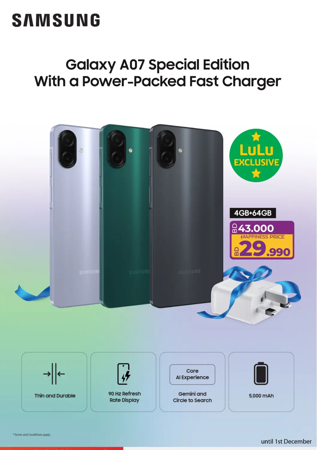 Bahrain LuLu Hypermarket offers in D4D Online. Samsung Galaxy A07 Special Edition. . Till 1st December