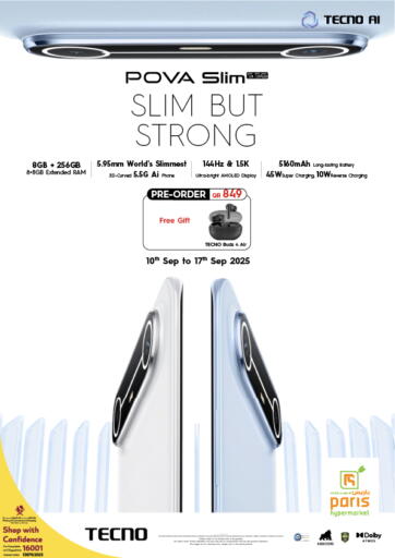 Paris Hypermarket - Techno Pova Slim in Qatar Offers - Qatar Techno Pova Slim