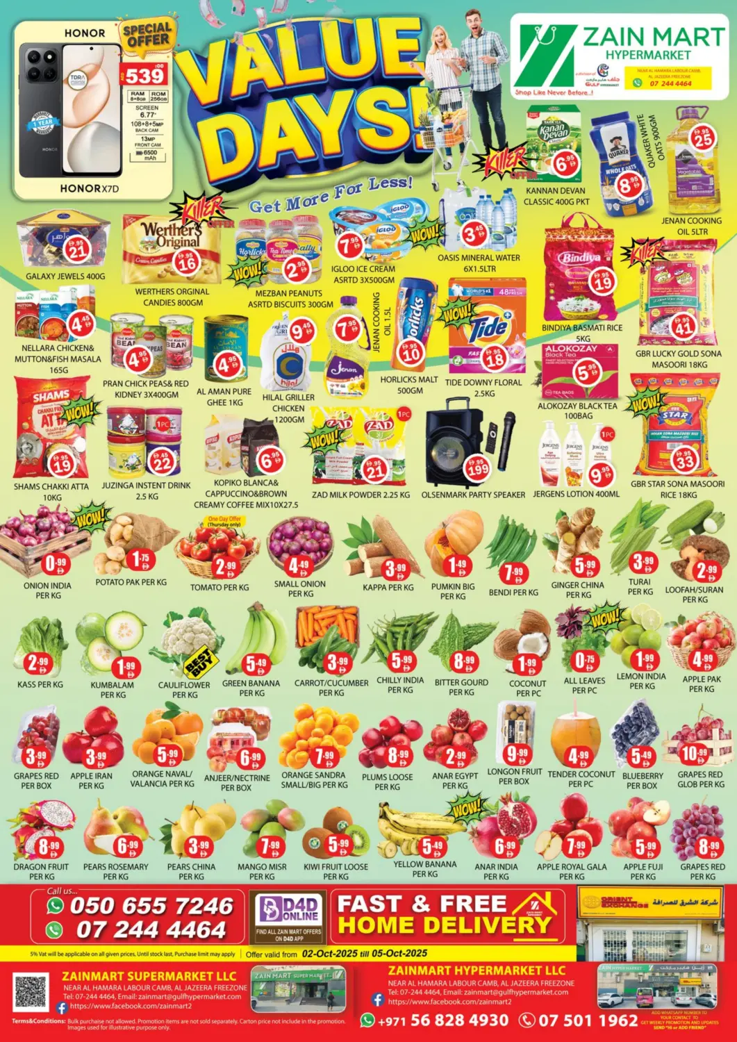 UAE - Ras al Khaimah Zain Mart Supermarket offers in D4D Online. Value Days. . Till 5th October