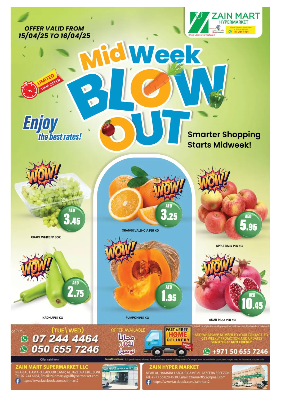 UAE - Ras al Khaimah Zain Mart Supermarket offers in D4D Online. Mid Week Blow Out Sale. . Till 16th April