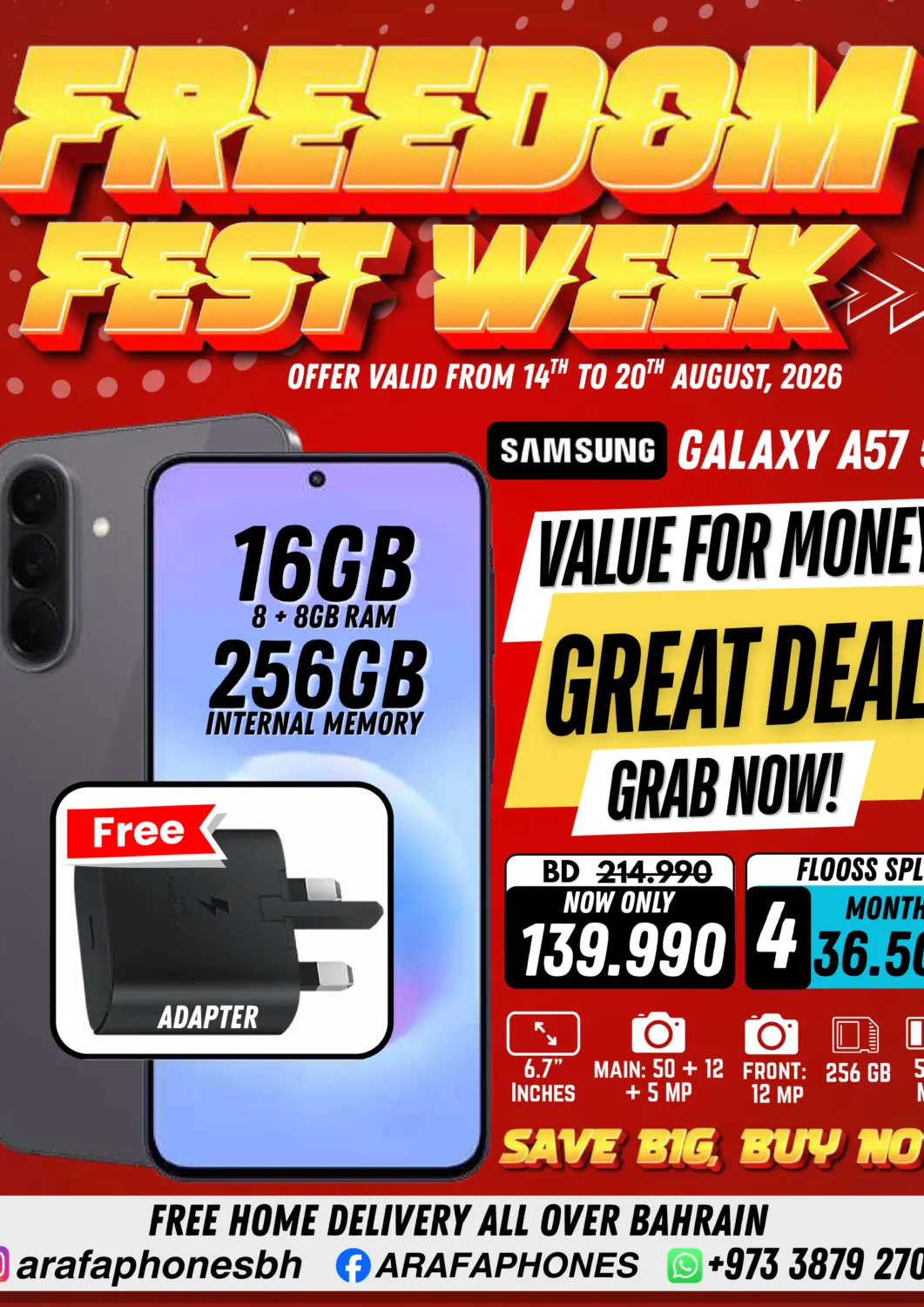 Bahrain Arafa Phones offers in D4D Online. Freedom Fest Week. . Till 20th August