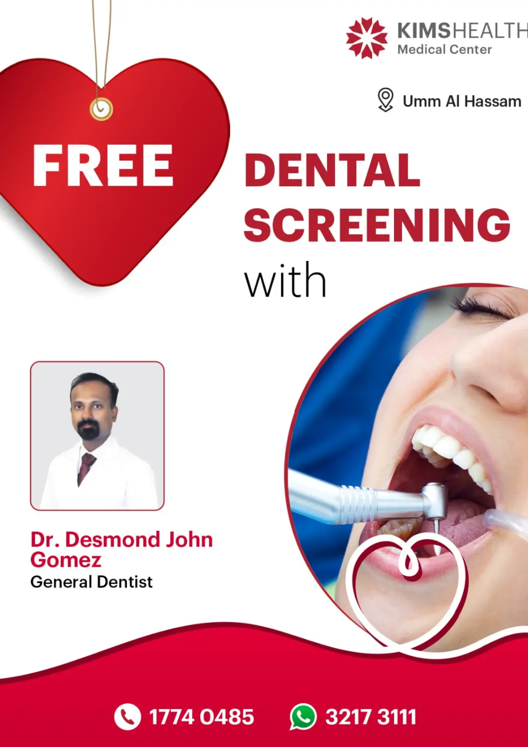 Bahrain KIMS Health Medical Center offers in D4D Online. Free Dental Screening. . Till 16th March