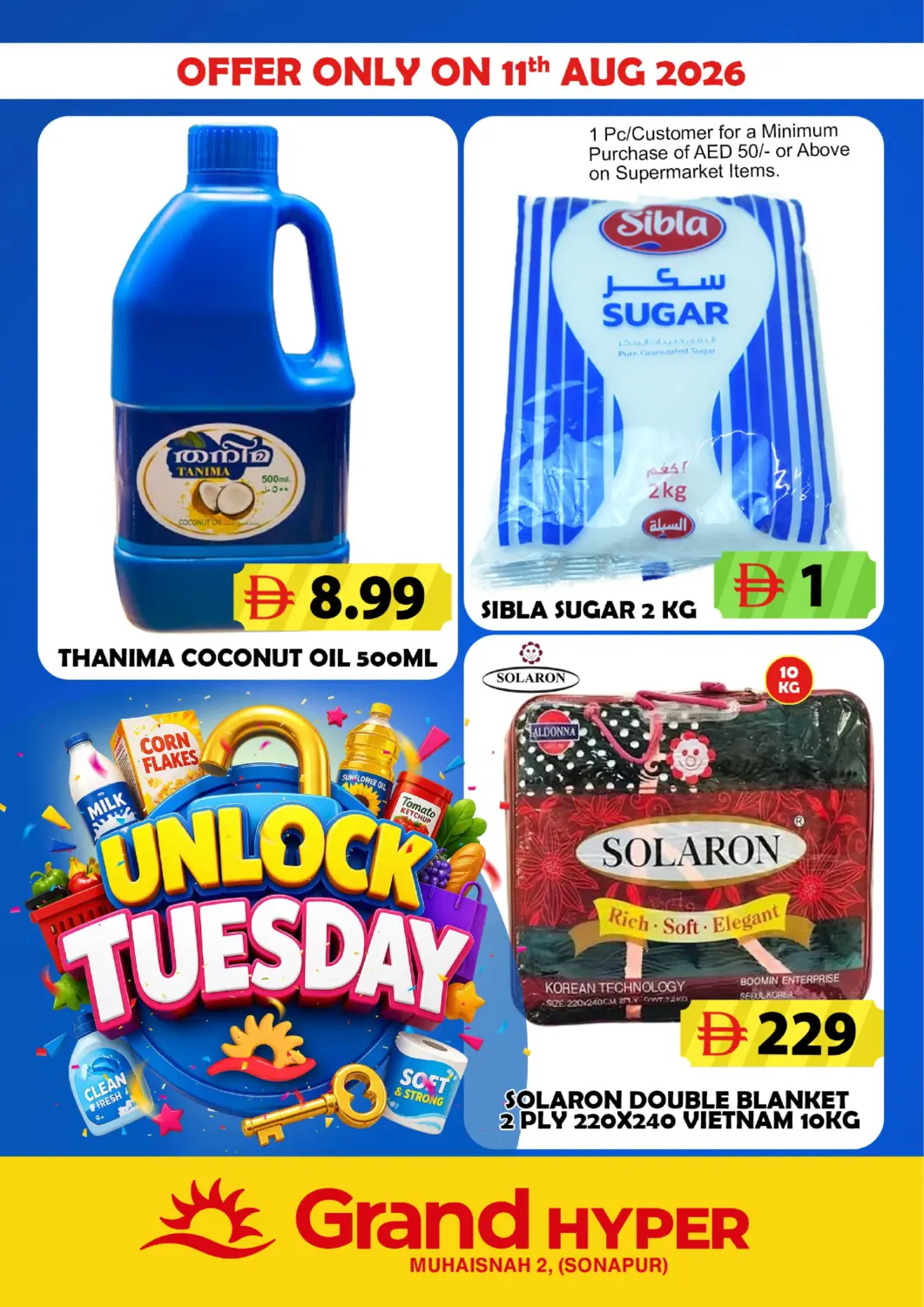 UAE - Dubai Grand Hyper Market offers in D4D Online. Muhaisnah 2 ,Sonapur ,Dubai. . Only On 11th August