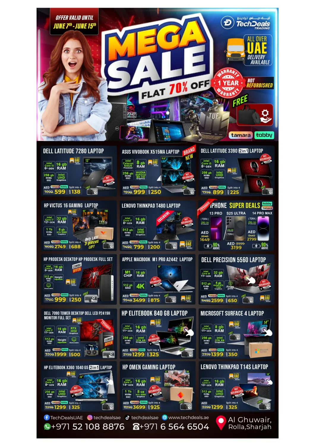 UAE - Fujairah TechDeals Electronics Trading offers in D4D Online. Mega Sale Flat 70% Off. . Till 15th  June