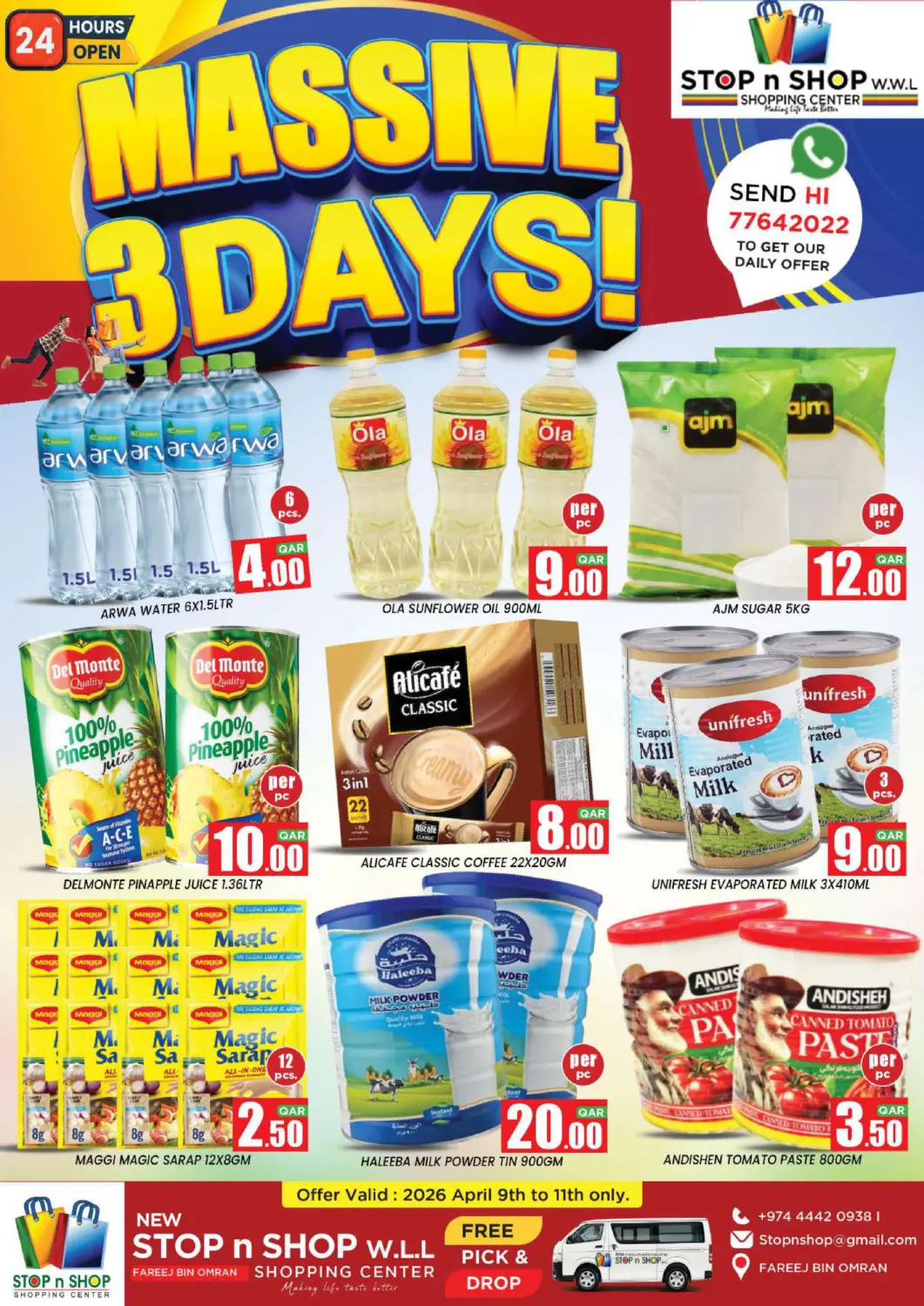 Qatar - Doha New Stop n Shop @Fereej Bin Omran offers in D4D Online. Massive 3 Days. . Till 11th April