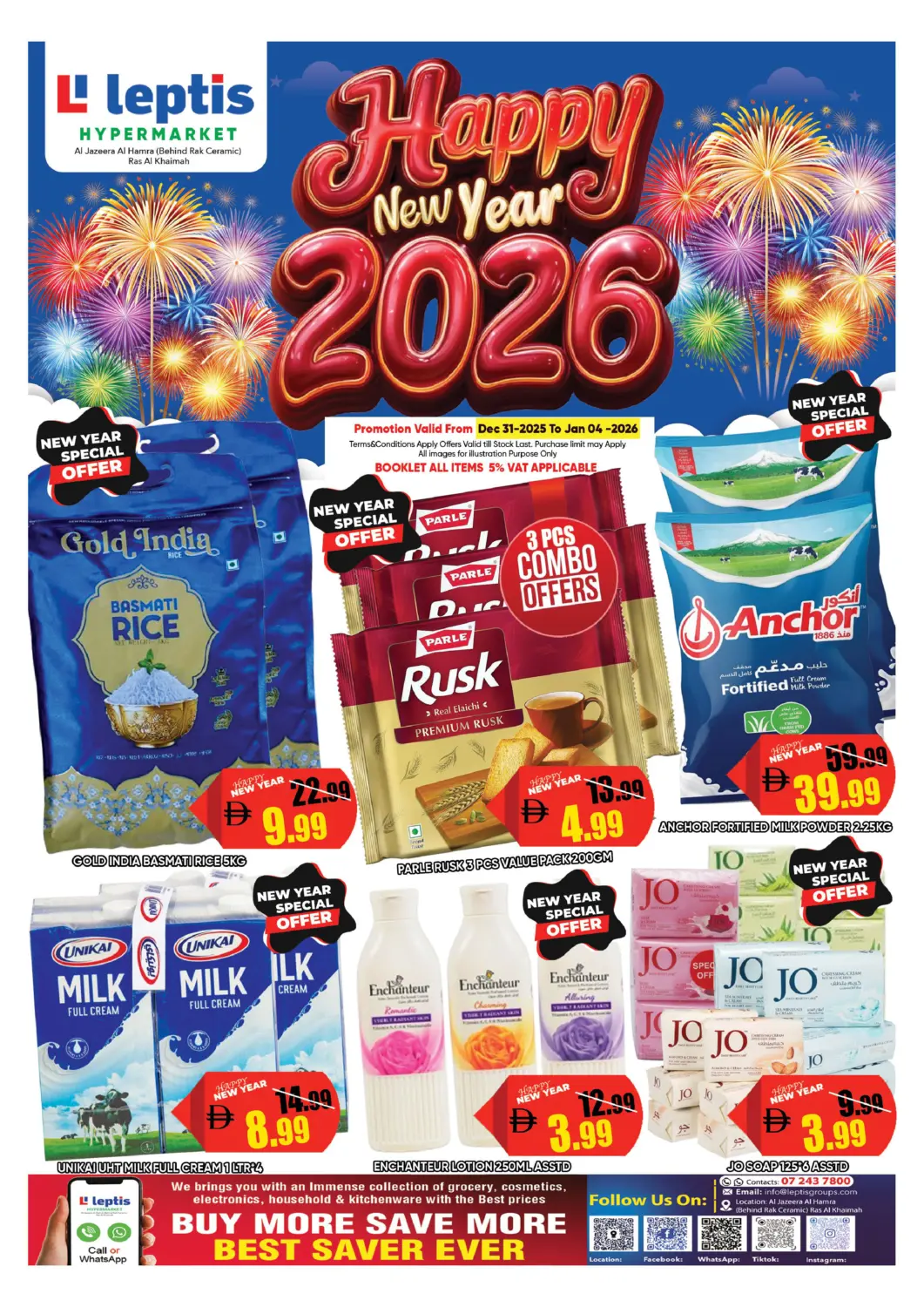 UAE - Ras al Khaimah Leptis Hypermarket  offers in D4D Online. Happy New Year 2026. . Till 4th January