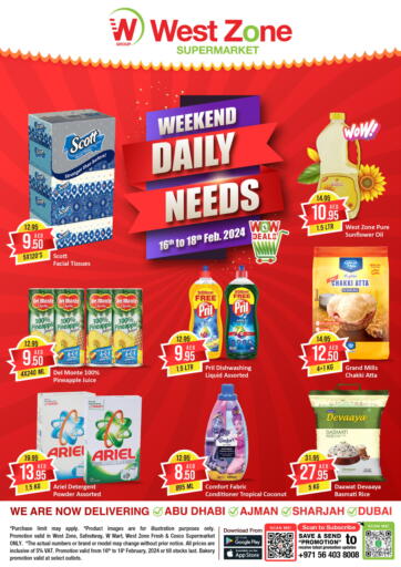 UAE - Sharjah / Ajman West Zone Supermarket offers in D4D Online. Weekend Daily Needs. . Till 18th February