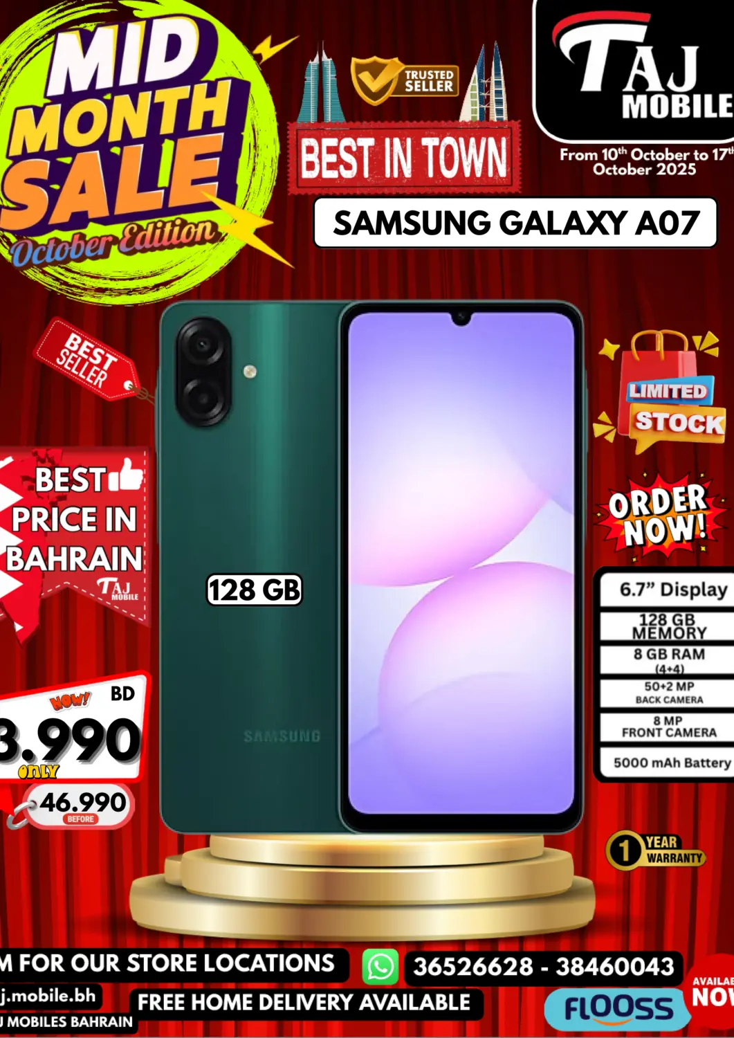 Bahrain Taj Mobiles offers in D4D Online. Mid Month Sale. . Till 17th October