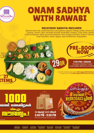 Qatar - Al Shamal Rawabi Hypermarkets offers in D4D Online. Onam Sadhaya With Rawabi. . Till 29th August