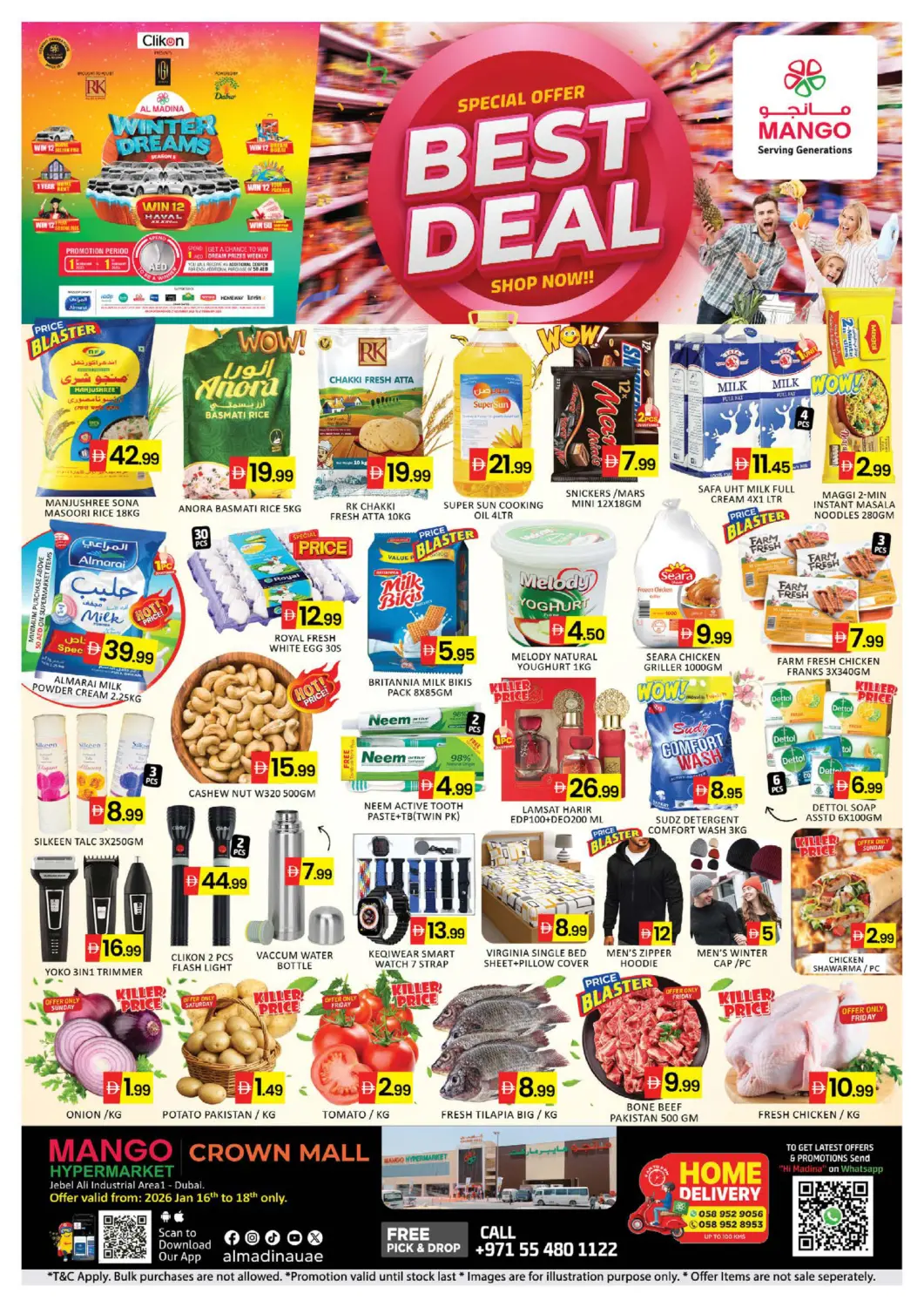 UAE - Dubai Mango Hypermarket LLC offers in D4D Online. Crown Mall - Jabel Ali. . Till 18th January