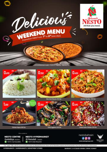 Bahrain NESTO  offers in D4D Online. Delicious Weekend Menu. . Till 3rd June